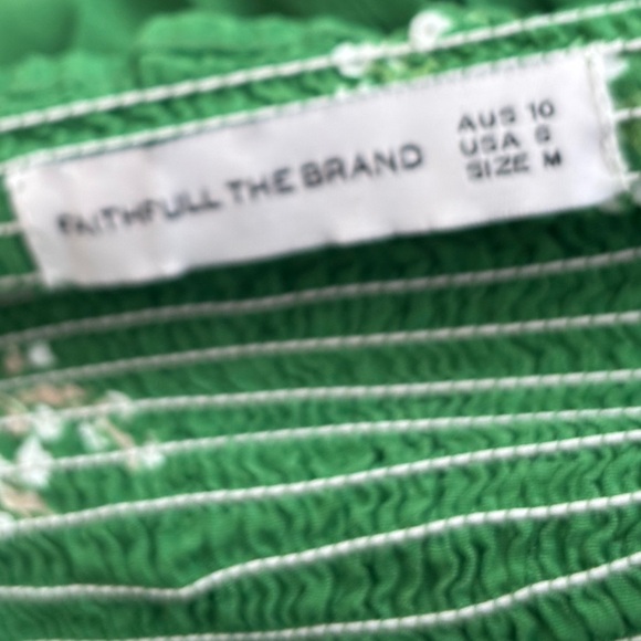 Faithfull The Brand Revolve Anthro Green Cap Sleeve Smocked Floral Mini Size S - Picture 3 of 6